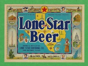 RARE OLD ORIGINAL 1940 IRTP "LONE STAR BEER" BOTTLE LABEL ART SAN ANTONIO TEXAS - Picture 1 of 1