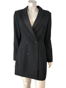 BLACK Women's Blazer Dress Double Breasted Long Sleeve Elegant Formal Size 12 - Picture 1 of 4