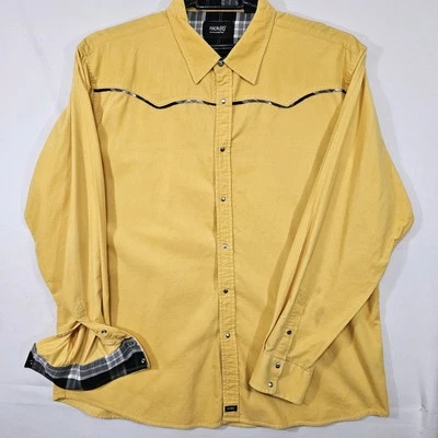 Camisa de pana de algodón a presión occidental Nick It para hombre manga larga puño abatible talla XXL Foto 1 de 4