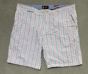 Pantalones Cortos Johnnie-O Surfsuckers Seersucker Para Hombres 38 Rayas Chino Preppy 9" Entrepierna - Imagen 1 de 8