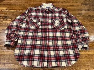 Pendleton Shirt Men XL 100% Wool Plaid Flannel Long Sleeve Button Up VTG 70s 80s - Picture 1 of 8