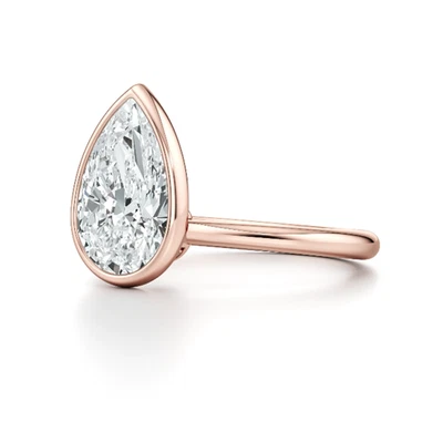 Diamond Ring Pear 1.20 Carat IGI GIA Lab Grown 18K Rose Gold Band Size 5 6 7.5 8 - Image 1 of 4