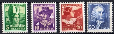 W1632 SWITZERLAND 1934 Pro Juventute - Disfraces & von Haller MH Foto 1 de 2