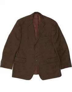 IZOD Mens Slim Fit 2 Button Blazer Jacket UK 46 3XL Brown Herringbone BI10 - Picture 1 of 3