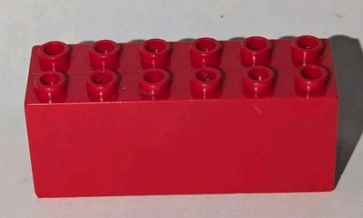 LEGO 2 x 6 x 2 RED Weighted Brick Bottom Openings Center Seam Ends Part # 73090a - Image 1 of 4