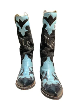 LUX винтажный 1950-х 60-х бирюзовый + черный заказ ковбойские сапоги - Изображение 1 из 4