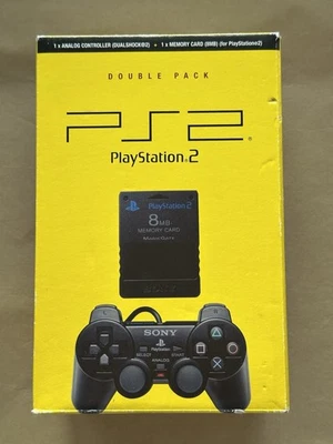 PS2 PlayStation 2 Double Pack DualShock 2 Controller 8MB Memory Card - Immagine 1 di 4