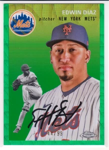 #'d /99! Edwin Diaz 2023 Topps Chrome Platinum Green Wave Refractor #275 - Picture 1 of 2