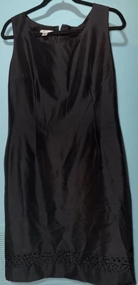 Talbots Women’s Size 14 Black Pure Silk Embroidered Zip Up Dress - Image 1 of 4