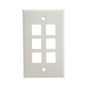 New Leviton 1-Gang Almond Quickport 6-Port Flush-Mount Wallplate Cover 41080-6AP - Picture 1 of 1