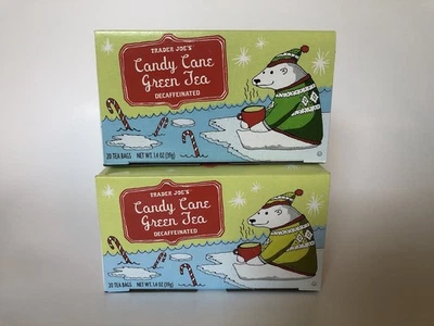 2 Cajas Trader Joe’s Bastón de Caramelo Descafeinado Té Verde 40 Bolsas de Té en Total Foto 1 de 4