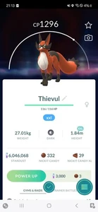 Thievul ( Nickit Evolution ) Pokémon Tr@de GO - Bild 1 von 2