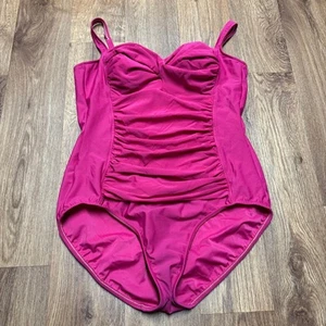 Miraclesuit Damen Einfarbig Rosa Einteiler Schlankmacher Rüschen Badeanzug Größe 14 - Bild 1 von 8