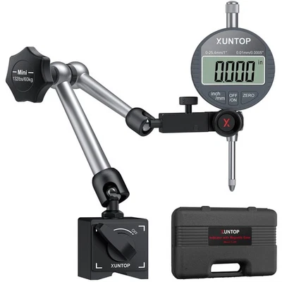 Indicador de dial digital medidor base magnética 0-1"/25,4 mm herramienta de medición de apagado automático Foto 1 de 4