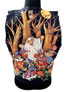 Vintage Halloween Weste Handarbeit M/L Granny Core Teddybären fallen hässlich vorne & hinten - Bild 1 von 10