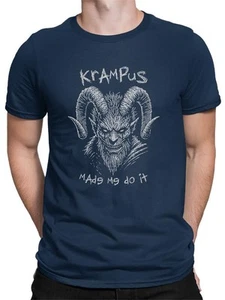 Krampus Made Me Do It Scary Christmas Men's T-shirt - Picture 1 of 13