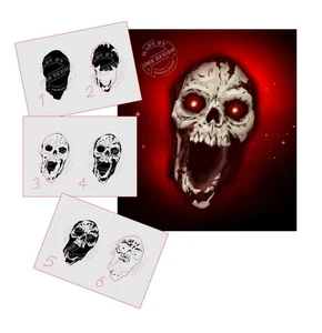 AS-323 Schädel Step by Step Airbrush Schablone für Acryl Spray Wand Tattoo - Bild 1 von 2