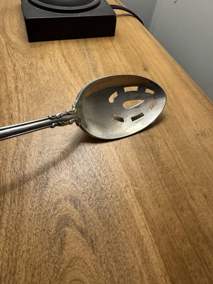 Reed & Barton Eighteenth Century Sterling Slotted Serving Spoon No Mono 8 3/8” - Image 1 of 4