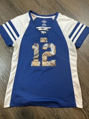 Camiseta Majestic Colts para mujer grande Andrew Luck #12 NFL fútbol americano con cordones Foto 1 de 4