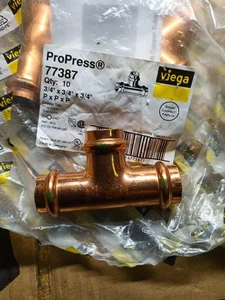 Viega 77387 ProPress Tee Fitting, 3/4" x 3/4" x 3/4", 4 PK ~STSI - Picture 1 of 2