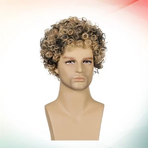 Short Curly Wig Wigs Halloween Fluffy Disco Afro Synthetic - Picture 1 of 11