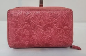 London Leather Goods Leather Wallet Pink Embossed - See Seller Description - Picture 1 of 18