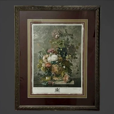Jan Van Huysum Richard Earlom A Flower Piece Framed Matted Still Life 26x32” - Image 1 of 4