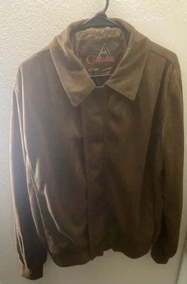 Chaqueta para hombre A. Collezioni talla M, botón y cremallera, Italia, gamuza sintética tostada Foto 1 de 3