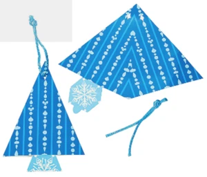 24 Blue & White Winter Snowflake Tree-Shaped Favor Gift Hang Tags w. Satin Cords - Picture 1 of 5