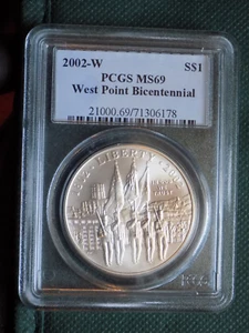 2002-W $1 West Point Bicentennial Commem Silver Dollar PCGS MS 69 - Picture 1 of 2