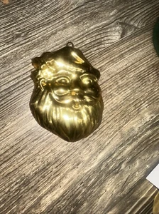 Brass Santa Head Ornament Vintage - Picture 1 of 5