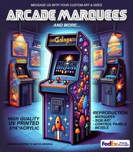 Arcade Video Game Cabinet Marquee UV Printed (No Vinyl) 3/16" Acrylic - Picture 1 of 5