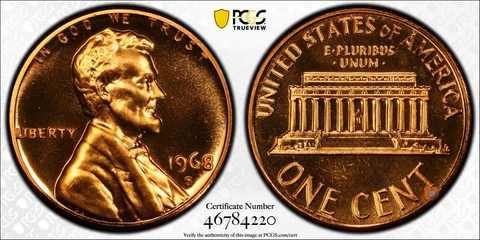 1968 S 1c Lincoln Cent PCGS PR 68 RD DDO FS-101 Cover
