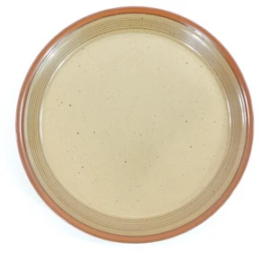 COUNTRY CABIN by Mikasa Potters Art Orange & Brown Bands Tan Dinner Plate 10 3/4 - Picture 1 of 3