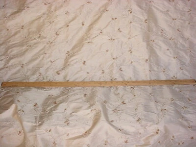 3-1/4 Kravet 34634 Champagne Gold Floral Vine Embroidered Silk Upholstery Fabric - Image 1 of 4