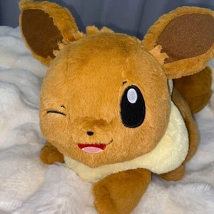 L Size Eevee Plush Stuffed Toy Wink Pokemon Cute - Picture 1 of 5