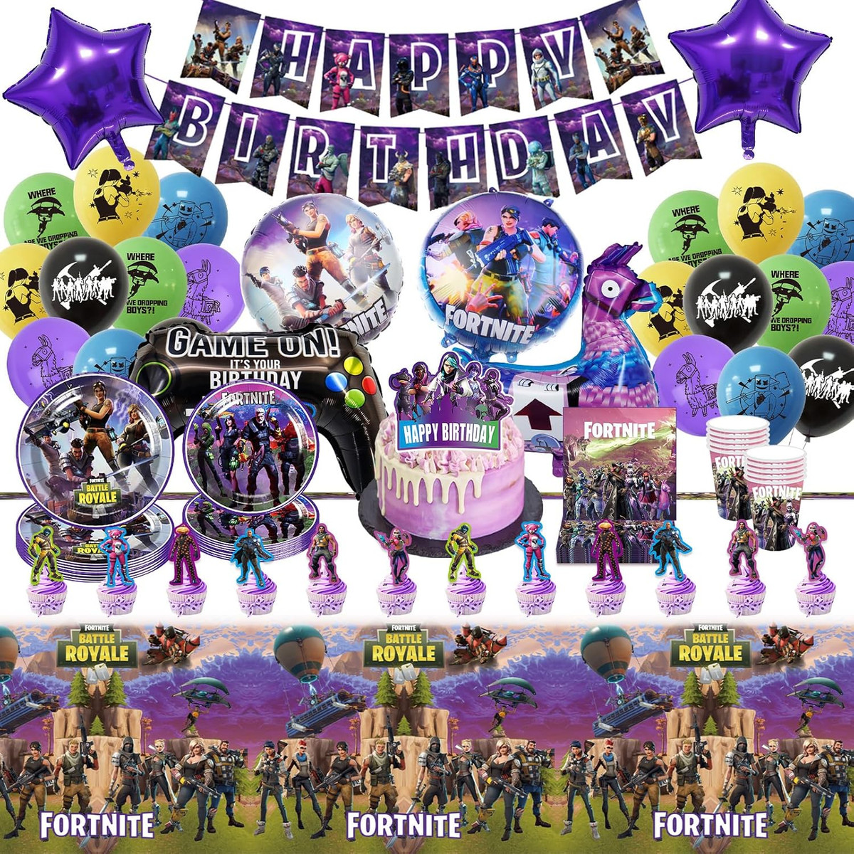 Décoration Anniversaire Pixel Pour Garçons - Bannière 'Happy Birthday', Guirlandes & Girouettes Style Jeu Minier - Kit Complet Décoration Thème Gamer - Idée Cadeau Pour Enfants Fans De Jeux Vidéo