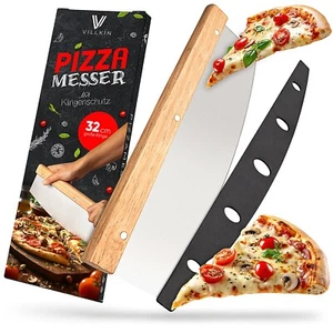 Villkin Pizzamesser – Wiegemesser mit 32cm Edelstahlklinge | Holzgriff - Bild 1 von 7