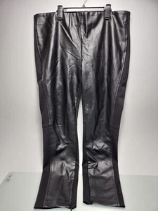 Lauren by Ralph Lauren Faux Leather Front Black Leggings Size 14 RK3 - Picture 1 of 4