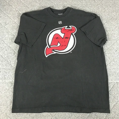 Reebok Hockey Devil Parise  Vintage Men Black T Shirt Short Sleeve Size Large #9 Cover