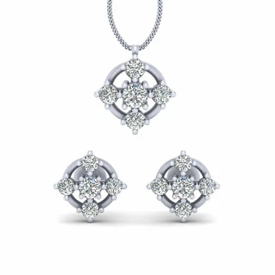 Conjunto de aretes colgantes de boda de diamantes de 5 piedras joyas nupciales minimalistas de plata Foto 1 de 4
