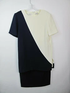 Vintage Liz Claiborne Collection Tunic & Skirt set, suit dark blue/Cream size 10 - Picture 1 of 10