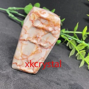 2.3" Natural Red network stone Cross tombstone Quartz Skull Figurines 1PC - Picture 1 of 5