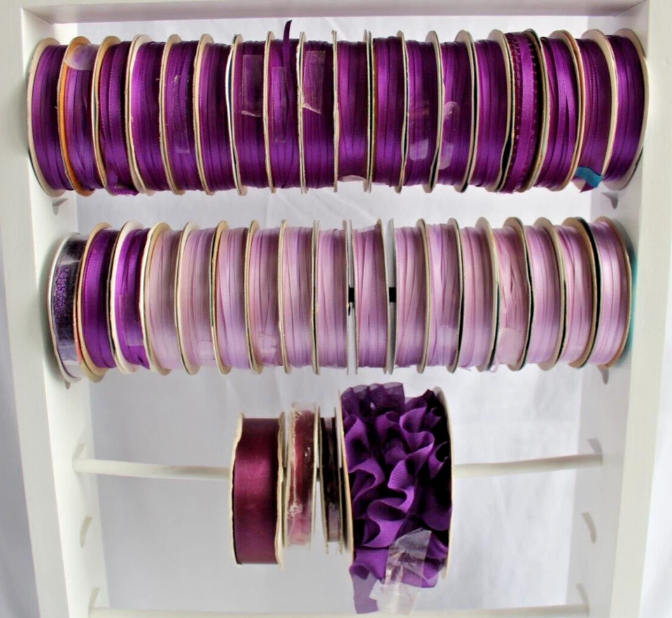 Lot Of 39 Purple & Lavender Spool O’ Ribbon 1/8” To 2" Most New - Image 1 of 4