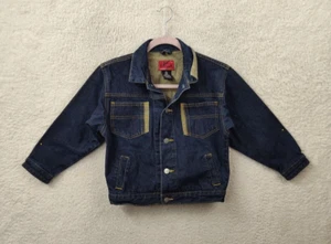 Robert Stock Boys Jean Jacket 7 Blue 100% Cotton Botton Down Regular Fit Denim - Picture 1 of 16