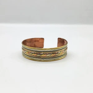 Brazalete Unisex BRC04 Cobre Puro Ajustable Diseño Tres Líneas - Imagen 1 de 3
