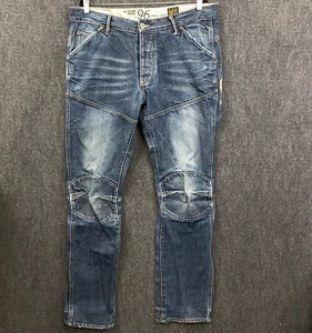 G-Star Raw 5620 Mens W38 L34 Heritage Embro Tapered Jeans Blue Denim Button Fly - Picture 1 of 20