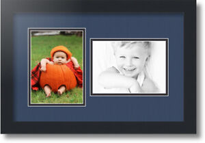 ArtToFrames Collage Mat Picture Photo Frame 2 5x7" Openings in Satin Black 106