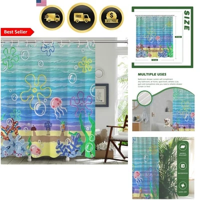Cortina de Ducha Playa Océano Impermeable Tela Baño Cortina 72x72 Pulgadas Foto 1 de 4