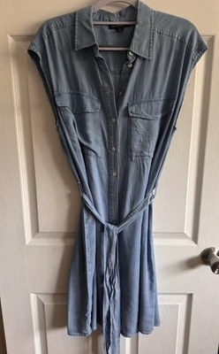 Vestido Saks Fifth Avenue Cambray Abotonado Para Mujer TALLA GRANDE Azul Claro Lyocell Foto 1 de 4